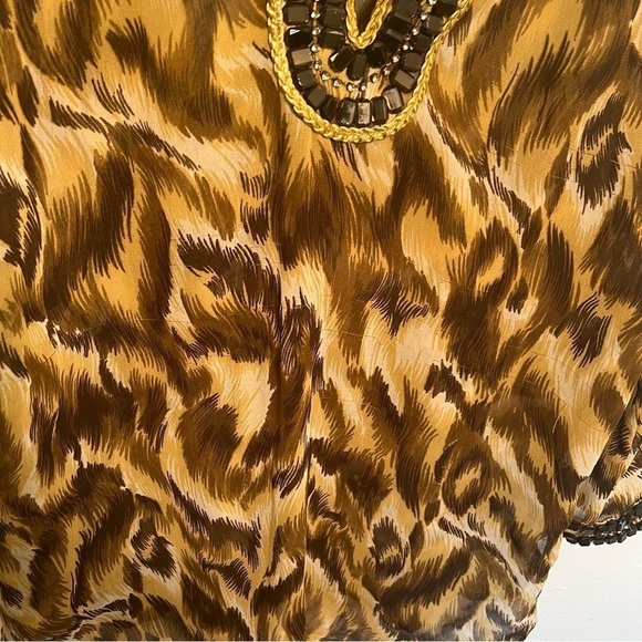 Adrienne Vittadini Sheer Tunic Top Brown Geo - Picture 4 of 12